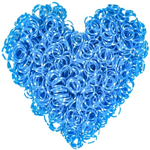 Yowamho Loom Rubber Band Refill, Blue & White 900 Pcs. | Children's Hair Ties, Elastic, Colorful Colors, DIY Activities, Friendship Bracelet.
