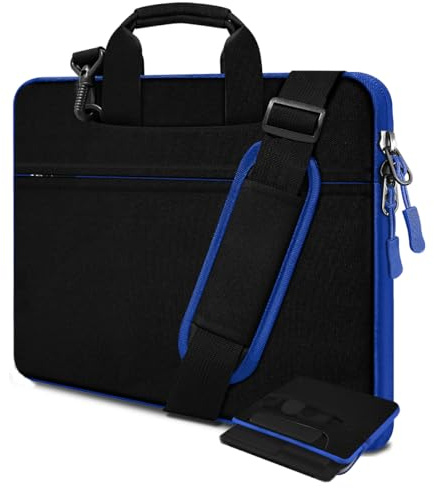 HSEOK Sacoche Bandoulière pour Ordinateur Portable,ompatible avec la plupart des Ordinateurs Portables 13-17.3,Résistante aux Chocs,Multi-poches