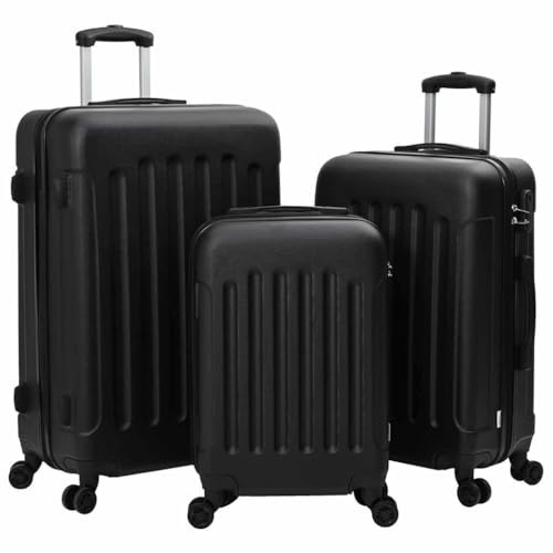 vidaXL Suitcase Set 3 pcs Black 50 x 31 x 78 cm ABS Plastic and Steel, Modern Travel Bag, Mobile Suitcase Set, Rectangular Design, Durable Wheels, Contemporary Traveler Accessory