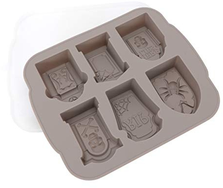 Hemobllo 3D Tombstone Silicone Mold Halloween: Skull Spider RIP Gravestone Mold for Chocolate - DIY Ice Cube Baking for Candy Cookie Soap Jelly Desser Cake Decor