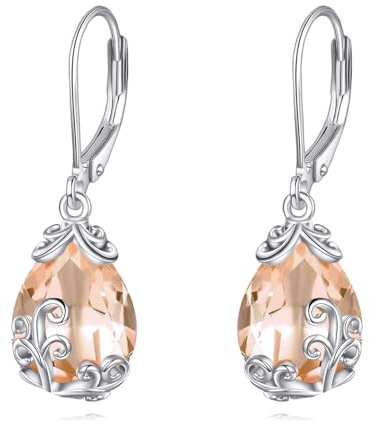 POPLYKE Keltische Mondstein Filigrane Tropfen Ohrringe Sterling Silber Leverback Ohrringe Schmuck