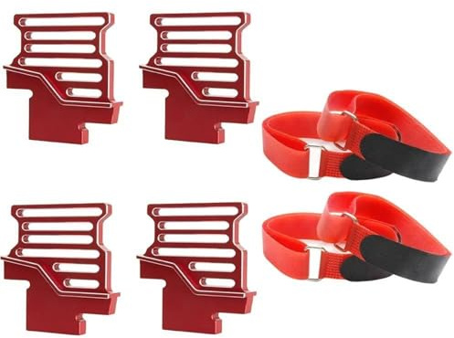 XAQRYQO RC Car Parts For Traxxas 1/6 For XRT 8S Metal Tall Battery Holder Mount Hold Down With Strap rc Car Upgrade Parts Replacement Accessories(Red)