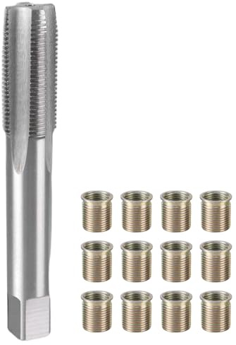 Gewindeschneidwerkzeug-Kits, Zündkerzengewinde-Reparaturwerkzeug mit M14 x 1,25 Inneneinsätzen und 16 x 1,25 Gewindebohrer, Zündkerzen-Metall-Einsatz-Set