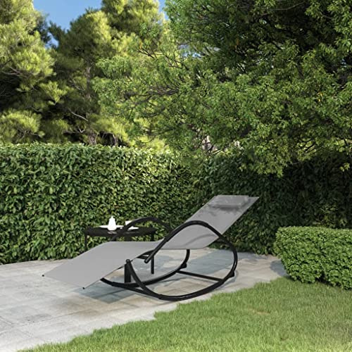 Qnhdfrt Schaukelliege Grau aus pulverbeschichtetem Stahl und Textilene - Ergonomische Sonnenliege für Garten, Balkon und Strand