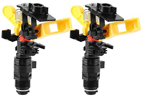 Pssopp Irrigatore a Impulso da Giardino 2 Pezzi, Testina Irrigatore a Impatto Regolabile, Strumento Spruzzatore Rotante per Prato, di Irrigazione per l'agricoltura con Distanza di Spruzzo 8-15 M
