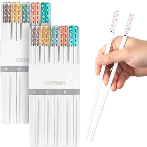 10 Pcs Palillos Acero Aleación Reutilizables Antideslizantes | Apto para lavavajillas, ideal para uso en hogar, cocina y restaurante