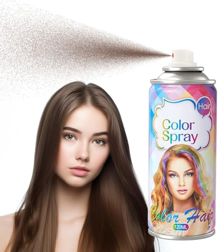Temporary Hair Color Spray, Brown Hair Spray Temporary, Colour Hair Spray, Hair Dye Spray, Washable, Easy To Colour, Mild Formula, Suitable For Various Hair Types, Works On All Hair Colors 120ml