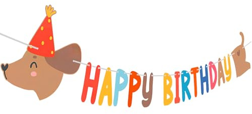 Dackel Happy Birthday Banner, Happy Birthday Girlande | Hund Thematisch Geburtstag Banner, Hundegeburtstag Girlande, Kinder Geburtstag Deko für Jungen Mädchen Party Dekoration