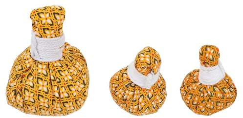 FRCOLOR Lot de 3 Boules de Massage Chauffantes en Tissu Non Tissé Jaune pour Corps et Dos, Circulation Sanguine, Livré Paquet de Conservation