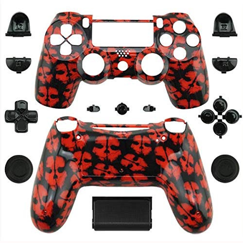 spécial personnalisée complète Coque externe avec boutons pour Sony PlayStation 4 PS4 contrôleur sans fil sur mesure – Hydro trempage Crazy Rouge Tête de mort Peau