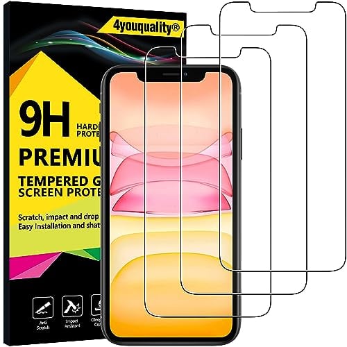 4youquality - Paquete de 2 protectores de pantalla para iPhone 11 y iPhone XR, película de vidrio templado, resistente a arañazos y protege contra roturas, para pantallas de 6,1 pulgadas