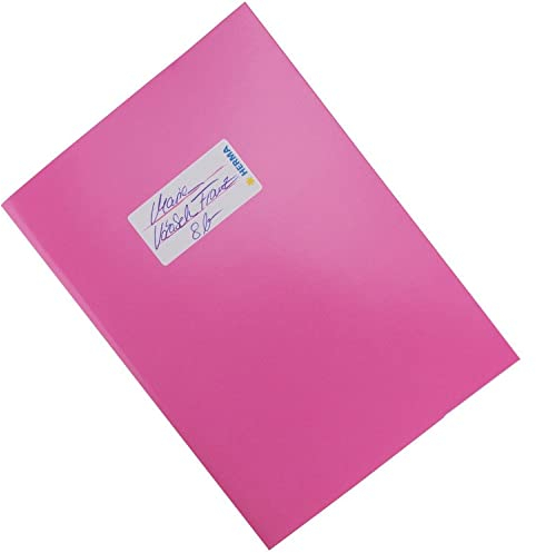 HERMA 19763 Heftumschlag A5 Karton Pink, Hefthülle mit Beschriftungsfeld aus stabilem & extra starkem Papier, Heftschoner für Schulhefte, farbig