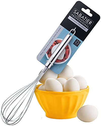 Sabatier Professional Stainless Steel Whisk - by Taylors Eye Witness. Froths Milk, Beats Eggs, Whips, Folds & Stirs Meringue, Batters & Sauces. 25 Year Guarantee.