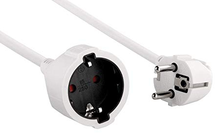Electraline 01647 Prolongador Toma schuko, 3G1.5 mm², Color Blanco, Cable 10 m