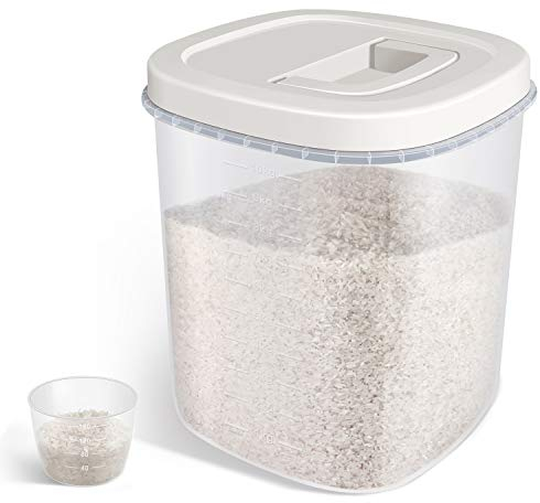 TBMax Rice Storage Container 10Liter - Large Airtight Food Container with Lid and Measuring Cup, BPA Free Plastic Storage Bin Cereal Container, Dry Food Storage Container for Kitchen(10 Liter)