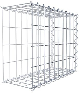 Gabiona Gabion 50 x 40 x 20 cm - Panier de culture de type 2 (sans grille frontale) - Panier en pierre galvanisé avec maille de 5 x 10 cm