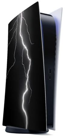 DeinDesign Skin kompatibel mit Sony Playstation 5 Digital Edition Folie Sticker Blitz Black & White Lichteffekte