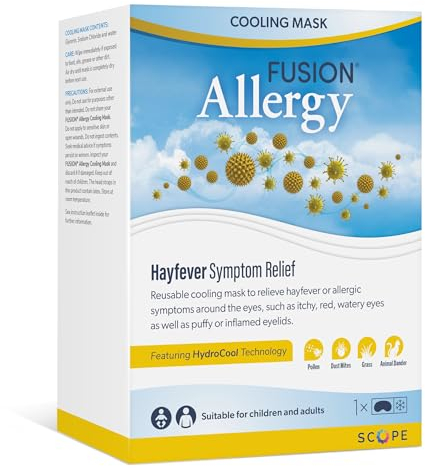FUSION Allergy Cooling Eye Mask with HydroCool Technology - Super Soft & Reusable - Quick Relief from Hay Fever Symptoms, Migraines, Congestion, Sinus Pain and Puffy Irritated Eyes