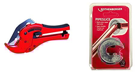 Rothenberger 52000 Rocut 0-42mm Plastic Pipe Shear & 88801 Pipeslice Tube Cutter 15mm