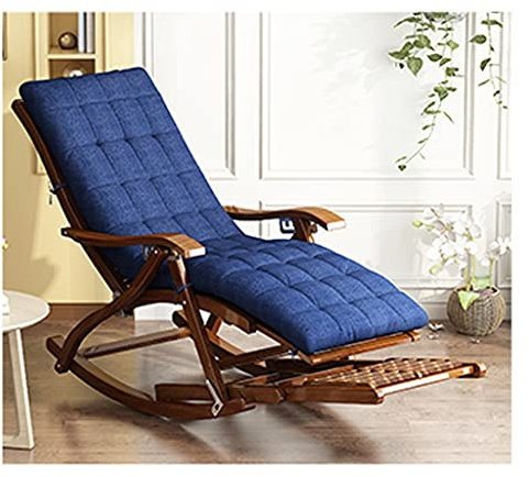 Holz Schaukelstuhl,Gartenstuhl,Sonnenliege,ergonomische Outdoor Strand Extra Breite Terrasse Relaxsessel,Gartenliege Klappbar, Extra Groß Zero Gravity Stühle,Rückenlehne 90 ° -170 ° frei einstellbar