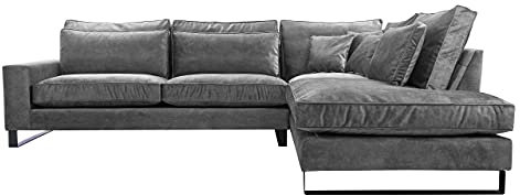 Mirjan24 Ecksofa Masero, Eckcouch, Polsterecke, Wohnlandschaft, Kissen im Set, Füße aus Metall, Sofa des Typs L für Wohnzimmer, Couchgarnitur, Farbauswahl (Kronos 22, Seite: Rechts)