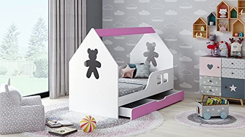 BDW Kinderbett HOUSEBETT MIT SCHUBLADE 160x80 Modernes Design mit sicheren Kanten