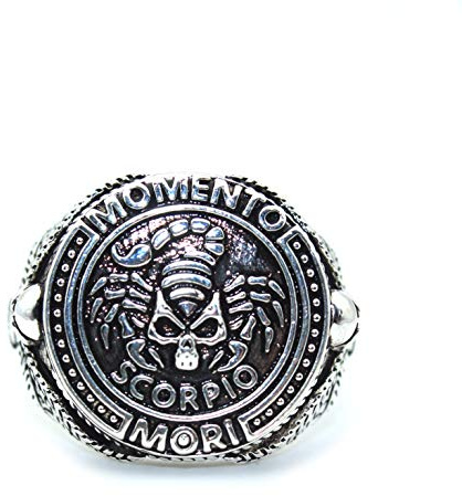 Skorpion Ring für Männer, Gothic Skorpion Schädel Ring, Vintage Skorpion Sternzeichen Sternbild Ring, Retro Skorpion Totem Amulett Ring, Halloween Biker Ringe, Punk Tier Schädel Schmuck (18.9)