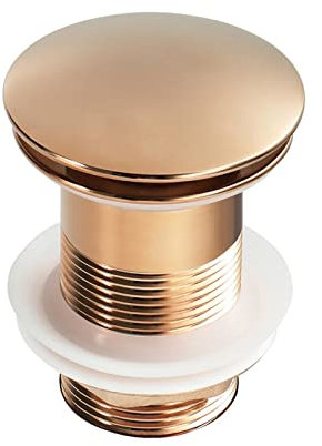 MMBBOD Bonde de Lavabo Système de vidage Pop-up Bonde de Vidage sans Trop-Plein Universel Bonde d'écoulement pour Lavabo en Cuivre (Blanco : Rose Gold)