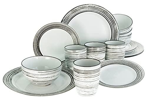 CreaTable, 23610, Serie La Gomera blanca, 16-teiliges Geschirrset, Kombiservice aus Steinzeug, spülmaschinen- und mikrowellengeeignet, Qualitätsproduktion