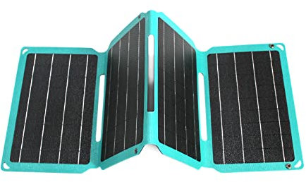 Panneau Solaire ETFE 28W Chargeur Solaire Pliable avec Port de Sortie USB DC Type-C Compatible avec téléphones Mobiles/Phone/Ordinateurs Portables 12Vbatteries