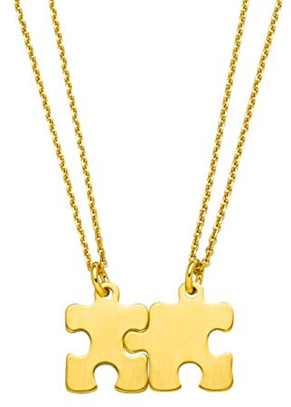 Puzzleteile Halskette Set 925 Silber vergoldet personalisierbare Gravur Partnerketten Puzzle Geschenke Schwester Mutter Tochter BFF