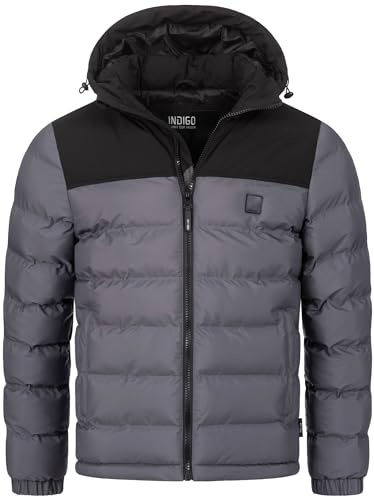 Indicode Herren Eberhardy Steppjacke in Daunenjacken-Optik | Winterjacke Übergangsjacke Dk Grey, L