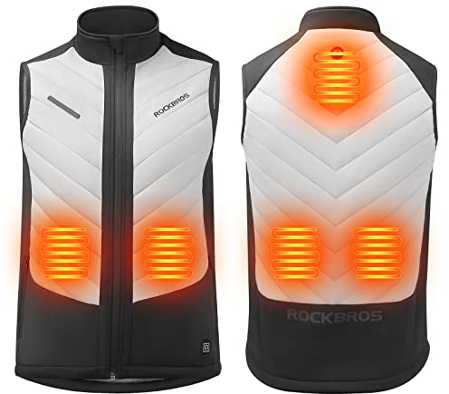 ROCKBROS Chaleco Calefactable para Hombre Mujer, Carga USB Ropa Térmica con Temperatura Ajustable Calentador para Ciclismo Moto Caza Pesca