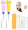 2 Pièces Curette Oreille Enfant+ 6 Pièces Cérumen Curette, Cure Oreilles Nettoyeur, Cuillère à Oreille Set, Nettoyeur D'oreille, Kit de Nettoyeur D'oreilles, Nettoyant Oreille en Acier inoxydable
