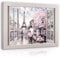 WallArena Leinwand Bilder Fensterbilck Fenster Paris Eiffelturm Aquarell - 100x75 cm Leinwandbilder Bild auf leinwand Wandbild XXL groß Wandbilder für Wohnzimmer Schlafzimmer Wohnzimmerbilder Modern
