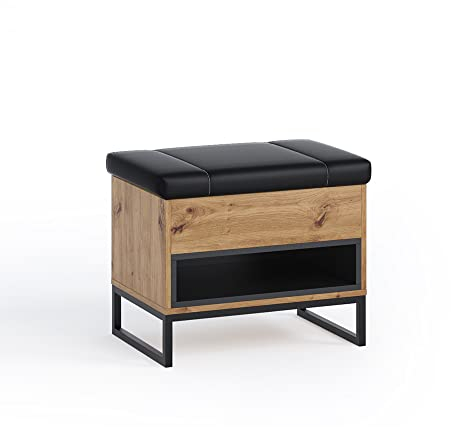 Lomadox Garderobe Schuhbank Truhe in Artisan Eiche Nb. mit Metallgestell und Kissen, B/H/T ca. 62/50/40 cm