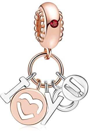 Amuefer Ich liebe dich Charms 925 Sterling Silber plattiert Rose Gold Anhänger Valentinstag Schmuck Geschenk für Frau Frauen