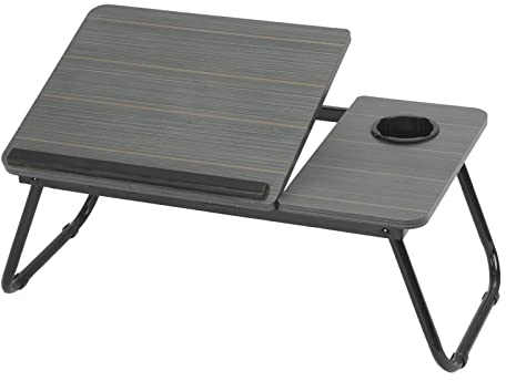 Trintion Faltbare Laptoptisch 55x32x25cm Notebooktisch Betttisch Klappbar Notebook Laptop Bett Tablett Tisch für Lesen oder Frühstücks mit Getränkehalter Schwarz