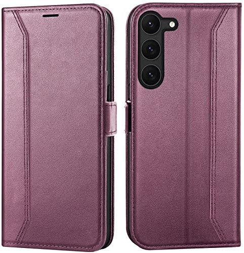 Verco Étui de Protection Téléphone Portable à Rabat pour Samsung Galaxy S23 Plus, 6,6'' Premium Étui Protège Téléphone à Rabat pour Samsung S23+ 5G Mûre