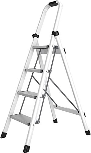 Home 4 Step Ladder, Non Slip Treads Folding Step Ladder Hotel Factory Multi-purpose Ladders Metal Durable Van Ladder Racks
