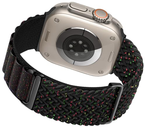 Alpine Loop Apple Watch Ultra Armband 49mm 46mm 45mm 44mm 42mm, Sport Doppelter Textil Stretch Nylon Titan G-Haken Armband für iWatch Ultra 2 Series 10 9 8 7 6 5 4 3 2 1 SE Damen Herren