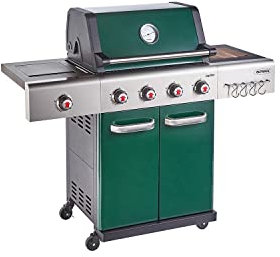 Outback Jupiter - 4 Burner Gas BBQ Grill with Side Burner - Green