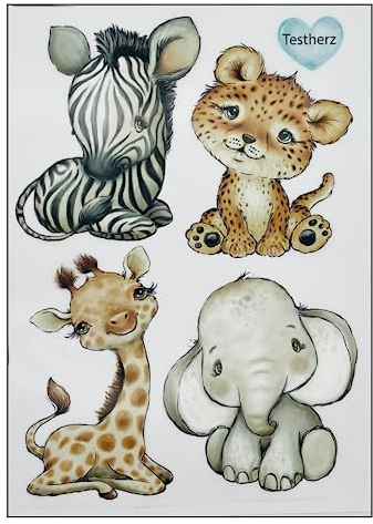Bügelbilder Set für Textilien DIN A4 Kinder Mädchen Jungen Dino Einhorn groß klein Aufbügelbild zum aufbügeln (5 - Dschungeltiere)