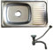 ANW HOME Fregadero de cocina de acero inoxidable con escurridor 76x45 cm con sifón, fregadero rectangular de acero inoxidable, fregadero de montaje superior de un solo seno satinado