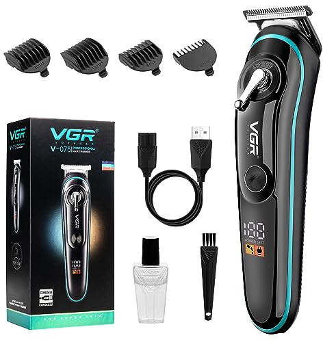 VGR Bartschneider - Kabellose Haarschneidemaschine für Männer Haarschnitt mit Kegelhebel - Wiederaufladbar 120min - T Blade Elektrischer Detailer für Koteletten, Schnurrbart, Glatzenkopf