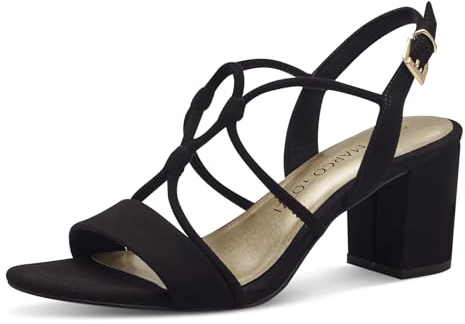 MARCO TOZZI Damen Sandalen mit Absatz Elegant Vegan, Schwarz (Black), 41 EU