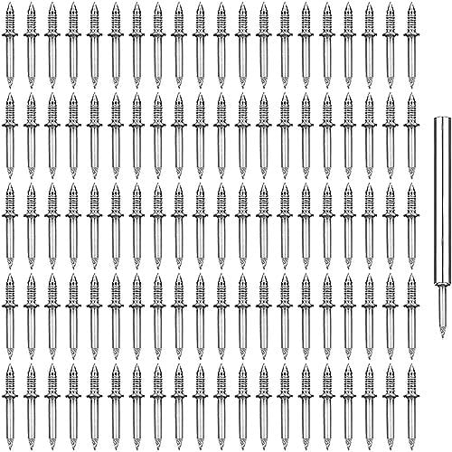 ZXUEZHENG 100Pcs Double-Head Skirting Thread Seamless Nail, Skirting Line Without Marks Nail,Invisible Security Screws,Solid Wood Baseboard Double-Headed Nails,Equipped with Nail Specific Sleeve Tool
