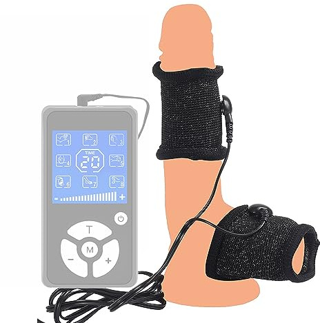 Xuomt Elektro Shock Dehnbar Penisring 2023 Neu Cockringe Elektrische Stimulator Penisringe CBT Prostatastimulator Eichelring Hodensack Ringe Masturbations Sex toy für Männer (Schwarzgurt-Controller)