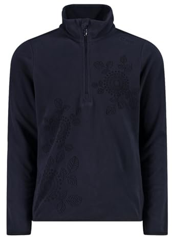 CMP Mädchen Fleecepullover Funktionsshirt Half Zip Second Layer Kid G Sweat Arctic Fleece, Farbe:Blau, Größe:128, Artikel:-N950 Black Blue