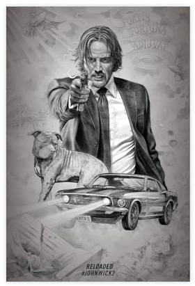 John Wick Reeves Filmposter 5 Leinwand Poster Wandkunst Dekor Druck Bild Gemälde für Wohnzimmer Schlafzimmer Dekoration ungerahmt 60 x 90 cm